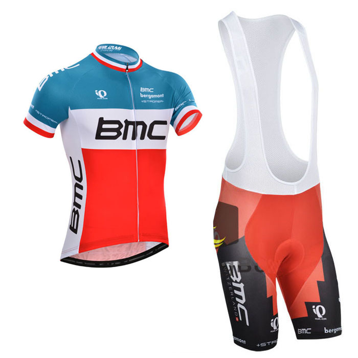 2014 Maillot Bmc azul Blanco tirantes mangas cortas